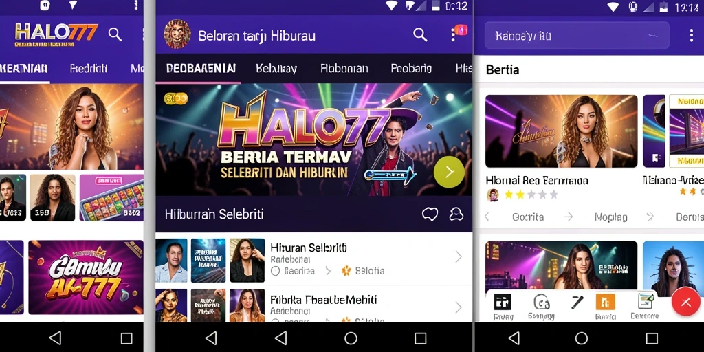 Antarmuka pengguna <strong>HALO777</strong> menampilkan berita selebriti yang menarik.