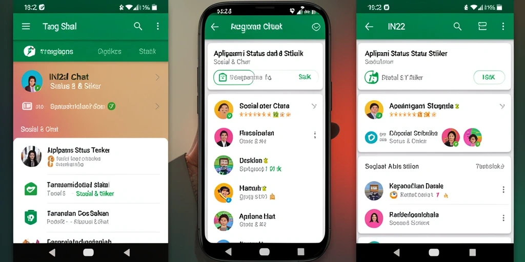 Tampilan antarmuka IN22 dengan berbagai pilihan stiker menarik.