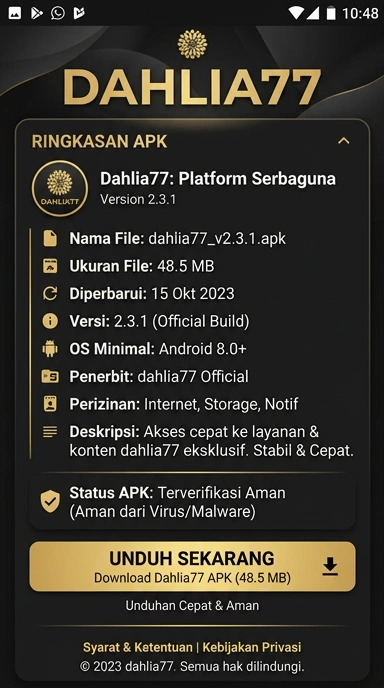 Tampilan halaman APK dahlia77