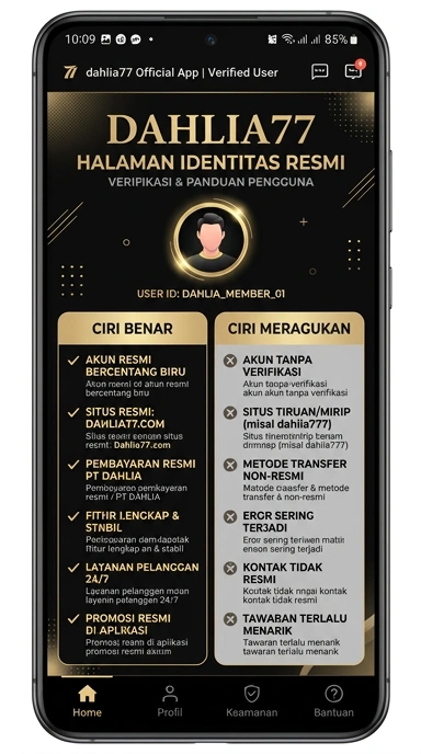 Tampilan kanal resmi dahlia77